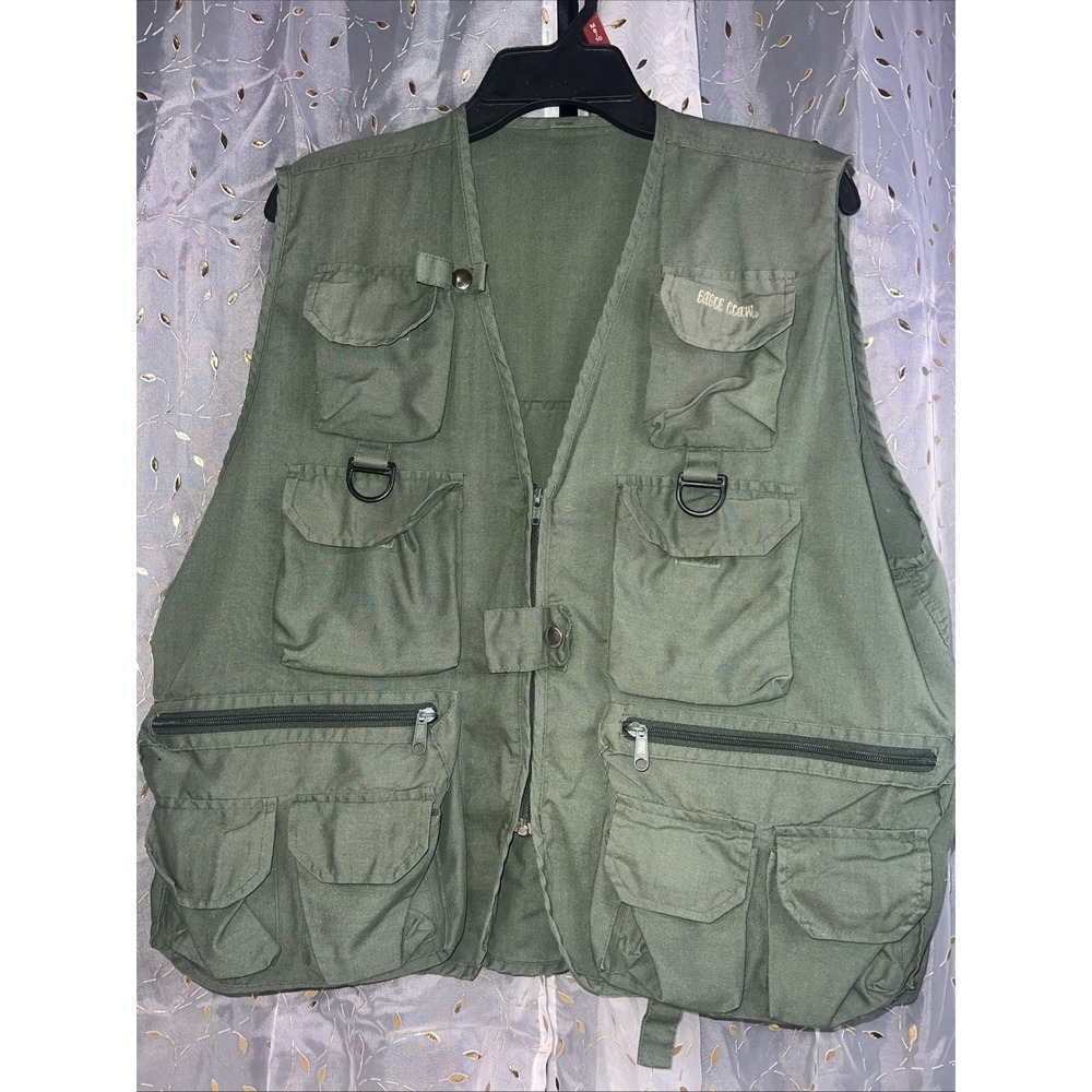 Eagle Claw Fishing Hunting Vest Green Mens Large XL Multi Pocket Utility Outdoor
